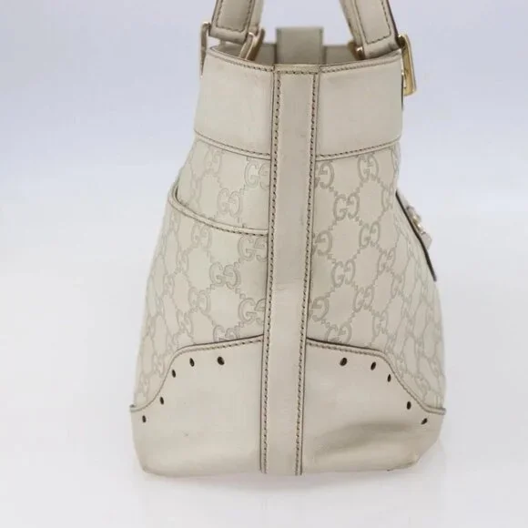 GUCCI GG Canvas Guccissima Tote Bag Leather Ivory Gold 145998 Auth 154640